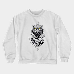 Panther Wild Animal Nature Illustration Art Tattoo Crewneck Sweatshirt